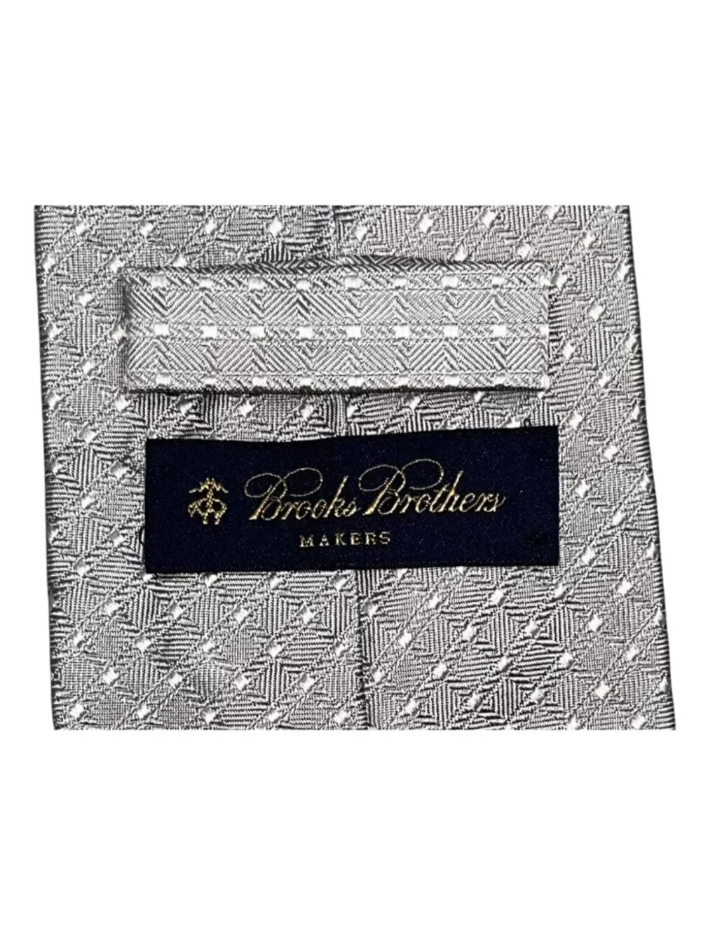 Brooks Brothers Makers Silver Geometric Silk Tie Made in USA Classic 3.75